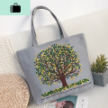 韩版女单肩帆布包手提大容量ins简约百搭学生文艺小清新购物袋子NEWLAKE 黄绿大树
