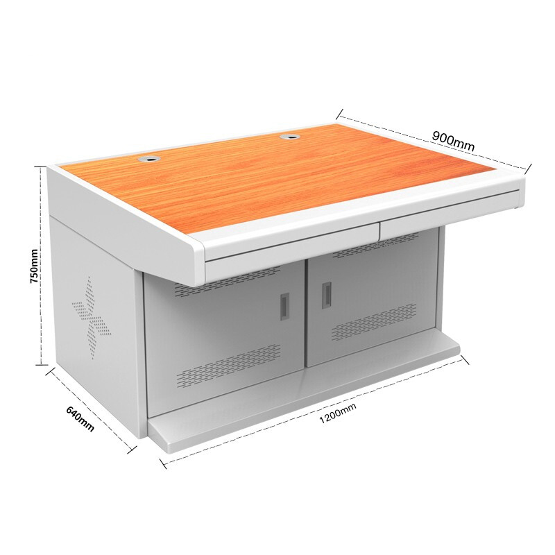 尔迈 电脑操作台控制台机房监控室工作桌 胡桃面 1200*900*750mm 双联监控台胡桃面