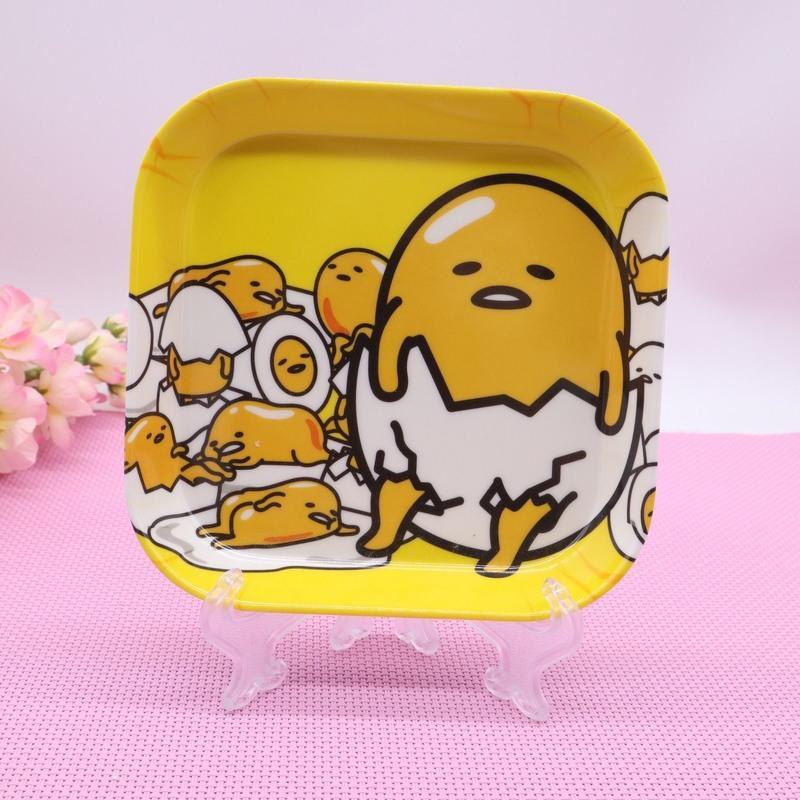 卡通儿童塑料家用吐壳盘子干果壳盘方形点心碟吐骨碟垃圾水果渣盘 蛋黄君-5寸方盘