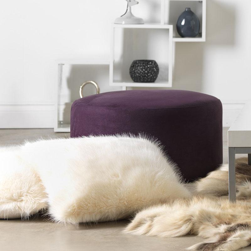 森美人圆形沙发凳服装店换鞋试鞋早教中心脚踏单个试衣间穿鞋北欧 紫色绒布直径60cm可拆洗 默认尺寸