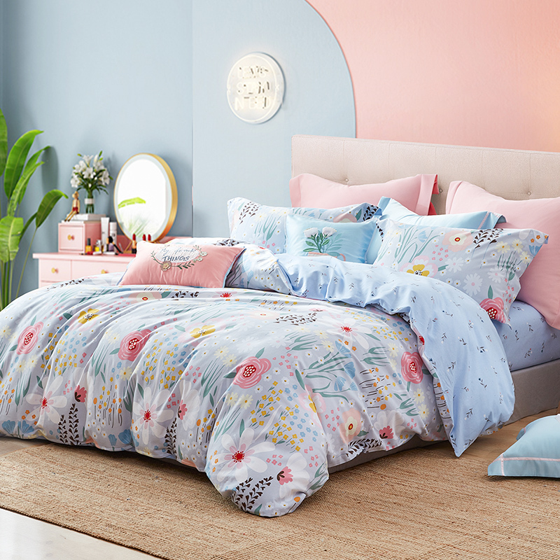 梦洁mendale磨毛四件套保暖全棉纯棉床上用品印花床单被套秋冬新品