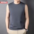 恒源祥集团彩羊内搭男士背心100%新疆长绒全棉汗衫坎肩男无袖体恤 175/XL推荐体重140-160斤 灰色