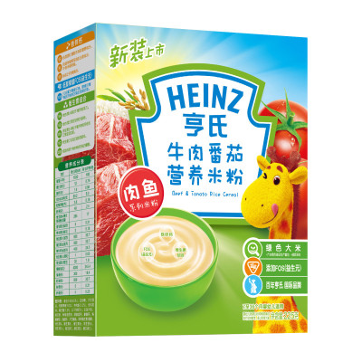亨氏(Heinz)牛肉番茄营养米粉225g 适用辅食添加初期以上至36个月 宝宝辅食婴儿米粉米糊3段米粉