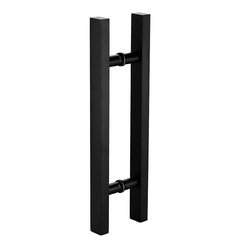 玻璃拉手 不锈钢方管哑黑烤漆淋浴室大有框木把手配件 黑色特厚黑色无指纹1800长孔距1500