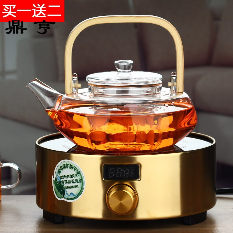 鼎亨 玻璃茶壶烧水壶提梁壶竹把耐高温加厚泡茶壶普洱黑茶煮茶壶