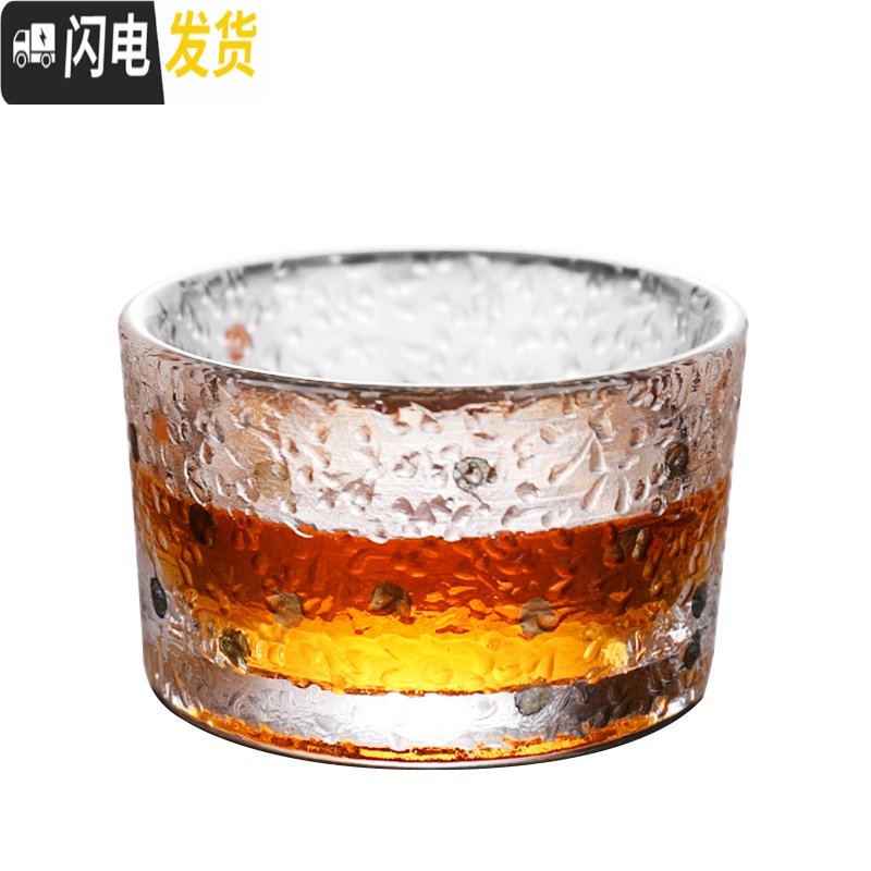 三维工匠日式描金玻璃小茶杯耐热迷你锤纹主人杯品茗单杯茶盏功夫茶碗茶具 核桃纹[描金边]50满4只8折2只9折高清大图