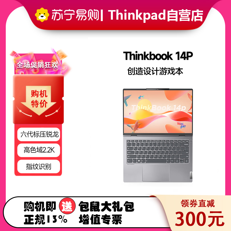联想Thinkpad Thinkbook 14P 01CD 14英寸便携轻薄商务办公笔记本电脑 定制(R7-6800H 16G 1TB固态硬盘 高色域 2.2K屏 指纹)