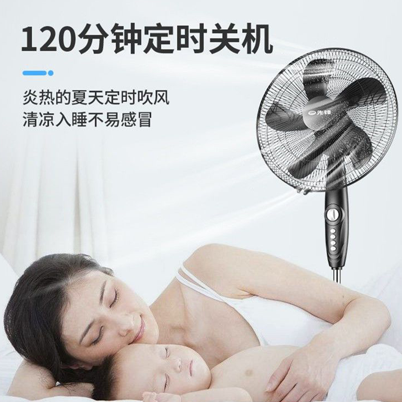 先锋电风扇落地扇大风力台式宿舍床头立式台扇小型省电工业风扇家用五叶机械16寸FS40-16B