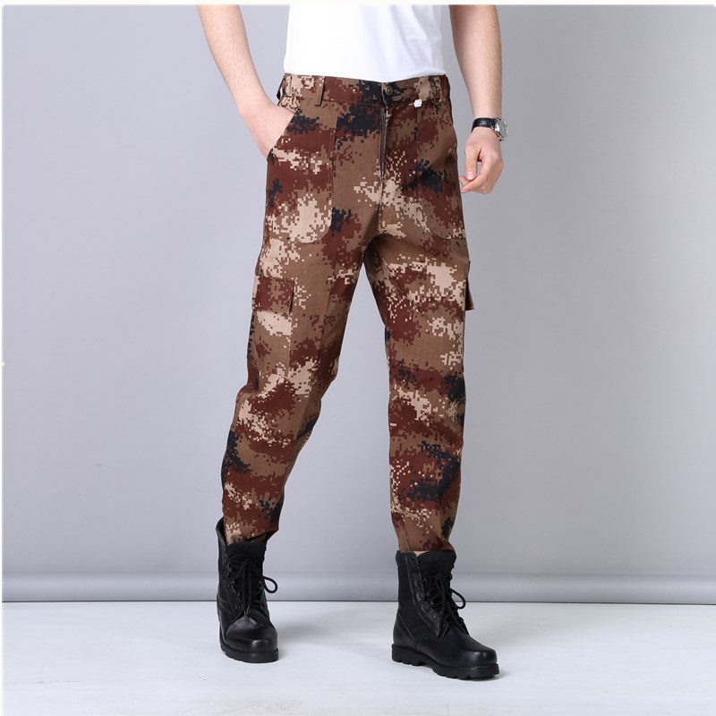 春秋迷彩裤男耐磨厚款宽松机修工地大码长裤劳保裤工装束脚工作裤荒漠