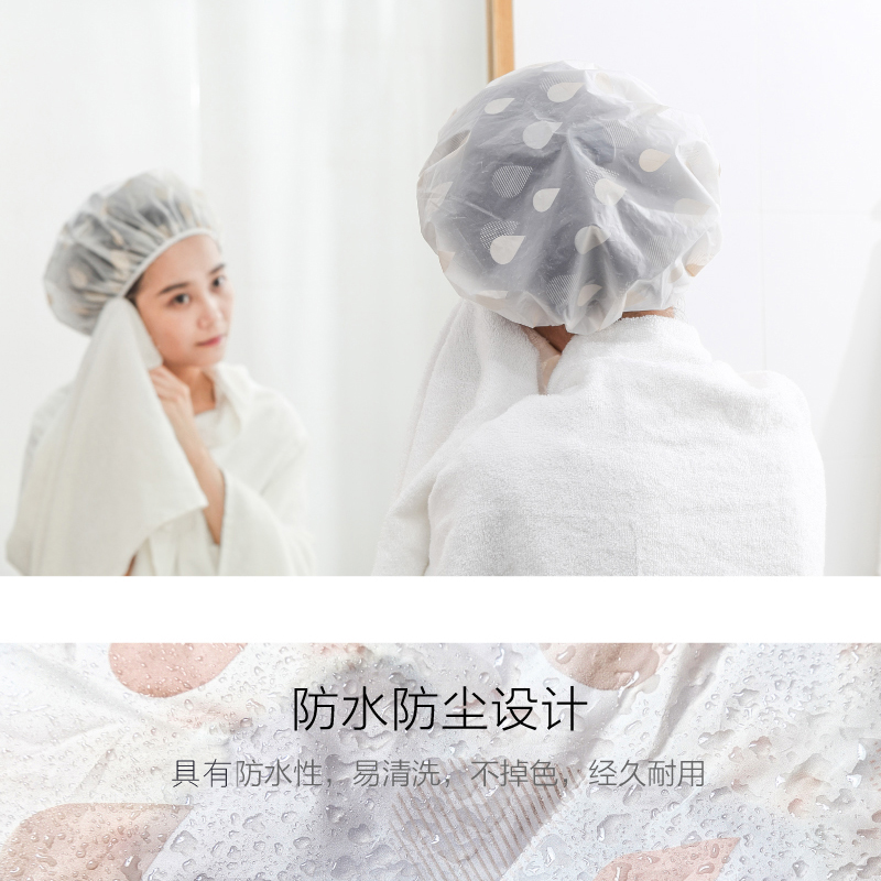 防水浴帽款洗澡头发罩成人女性淋浴头套帽子发套防油烟发帽子 三维工匠 粉色高清大图