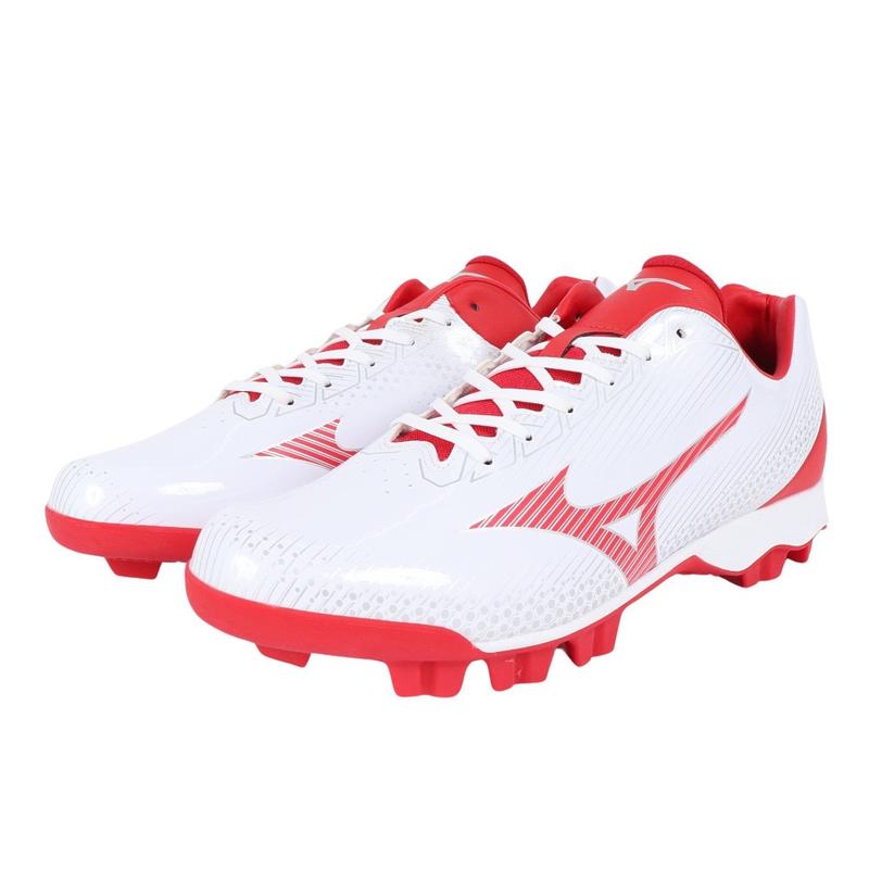 美津浓(Mizuno)男棒球鞋轻量缓震稳定支撑专业运动防滑耐磨 White_×_Red 43