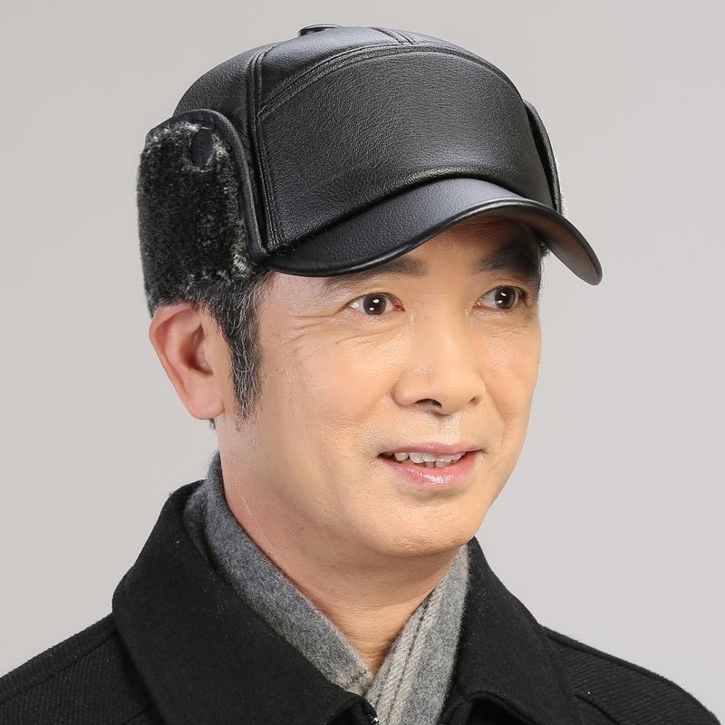 中老年皮帽子男士冬季保暖棒球雷锋帽老人帽护耳东北加厚棉帽户外