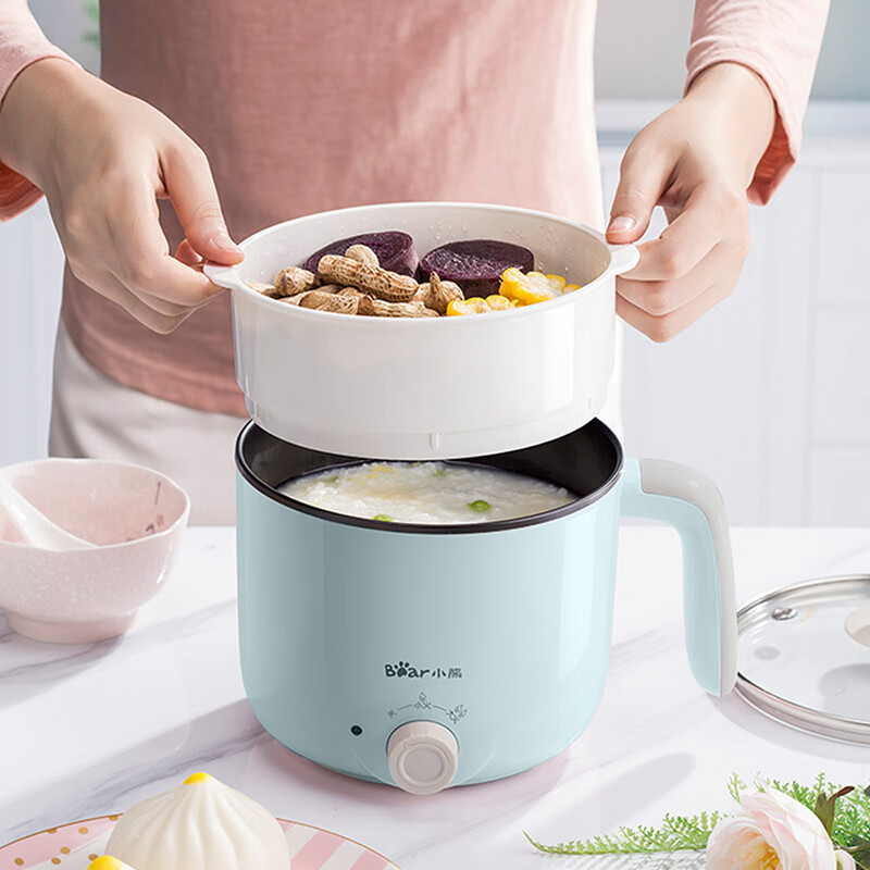 小熊(Bear)电煮锅小电锅电火锅多功能迷你宿舍锅1.2L 不粘锅DRG-C12R5蒸笼款高清大图