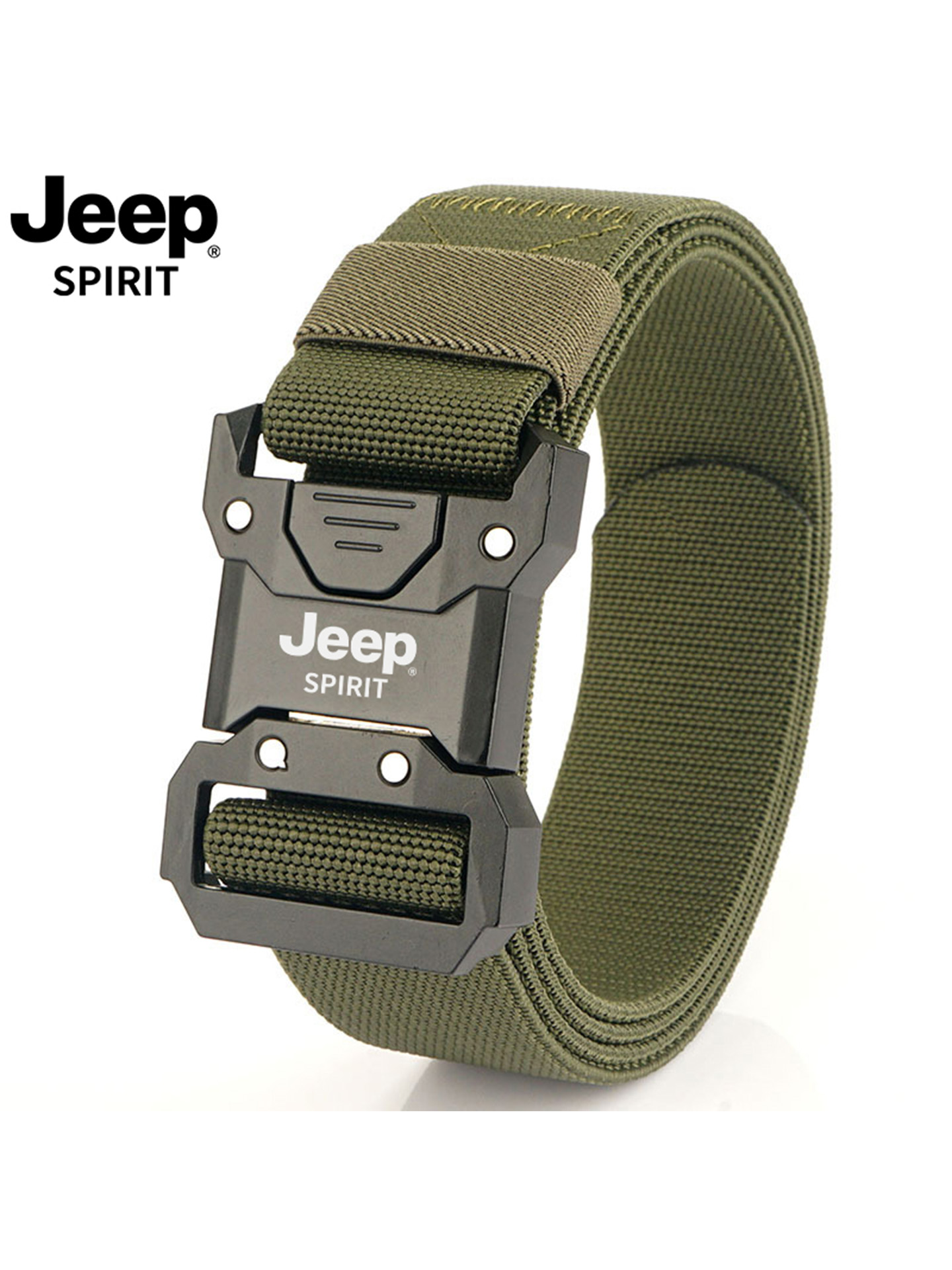 Jeep吉普男士战术腰带休闲百搭帆布皮带弹力插扣快拆男款自动帆高清大图
