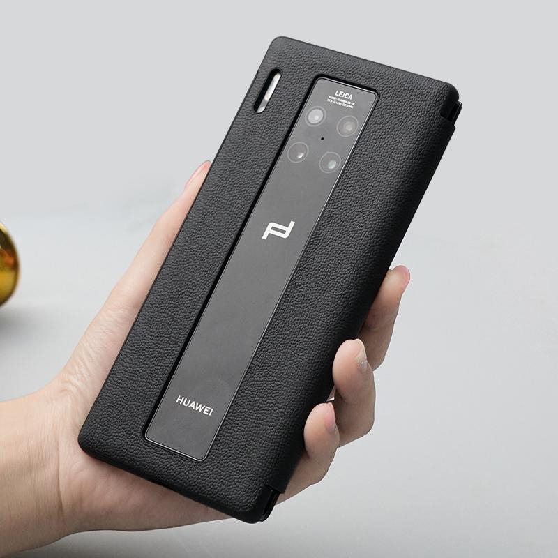 新款华为保时捷mate30手机壳定制原装智能翻盖牛皮高级保护皮套