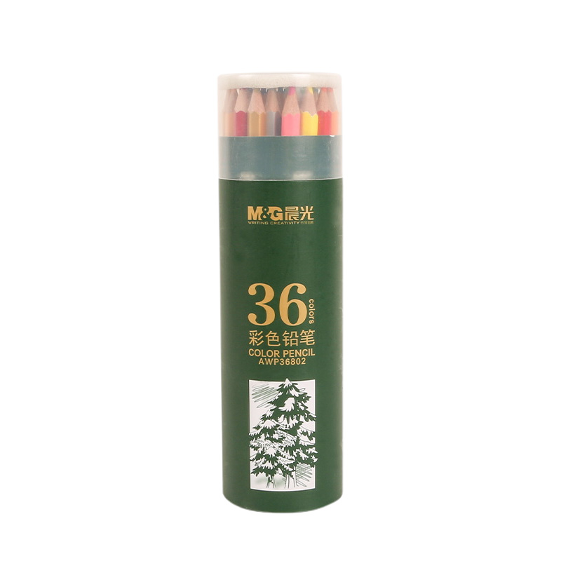 晨光彩色铅笔36色两桶装顺滑易削手感舒适PP筒装AWP36802高清大图