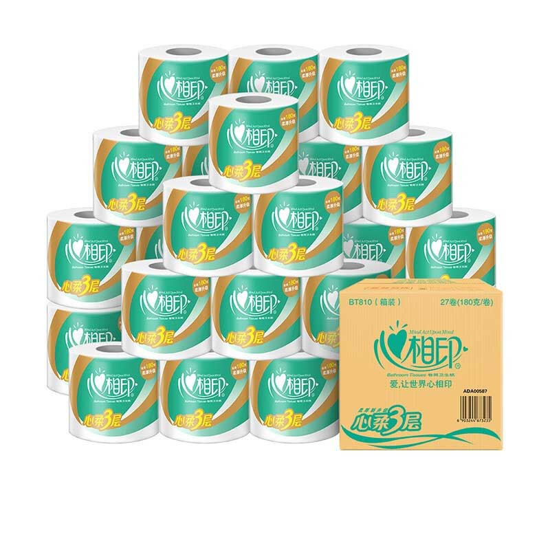 心相印(Mind Act Upon Mind)180g*27卷/箱卫生纸巾 卷纸心柔系列 单箱装