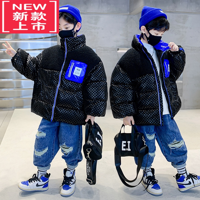 可莉允儿童装男童冬装棉衣外套2022新款中大童冬季棉服男孩二棉加厚棉袄
