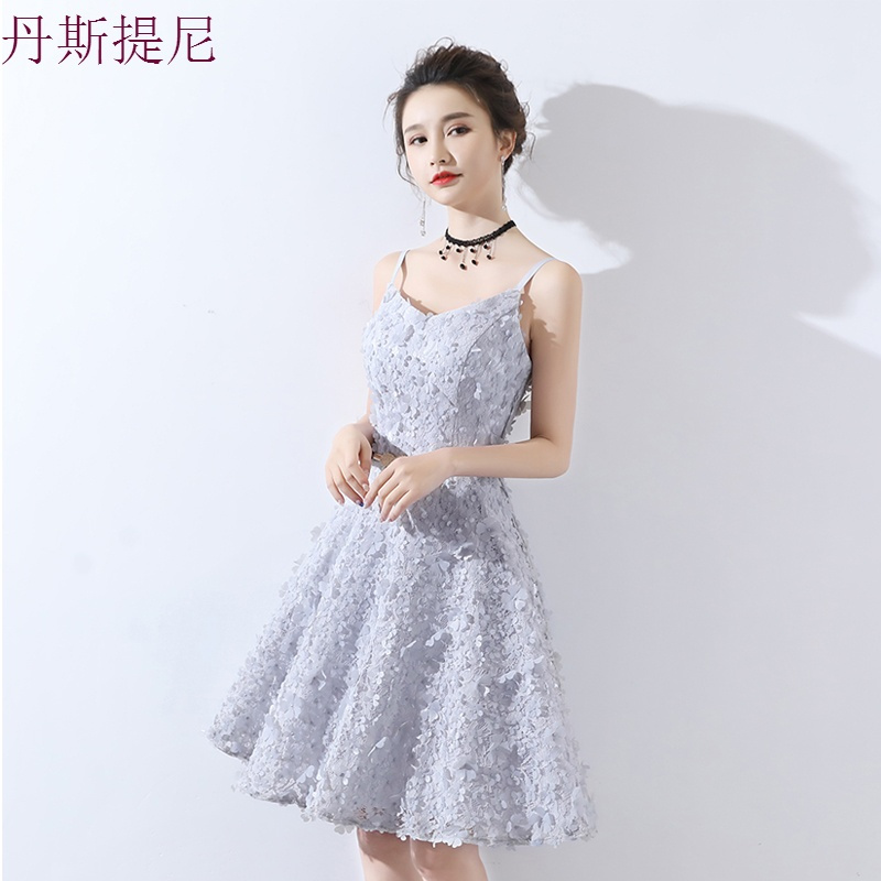 2018新款伴娘服夏季宴会晚礼服女生日派对小礼服裙带连衣裙短款