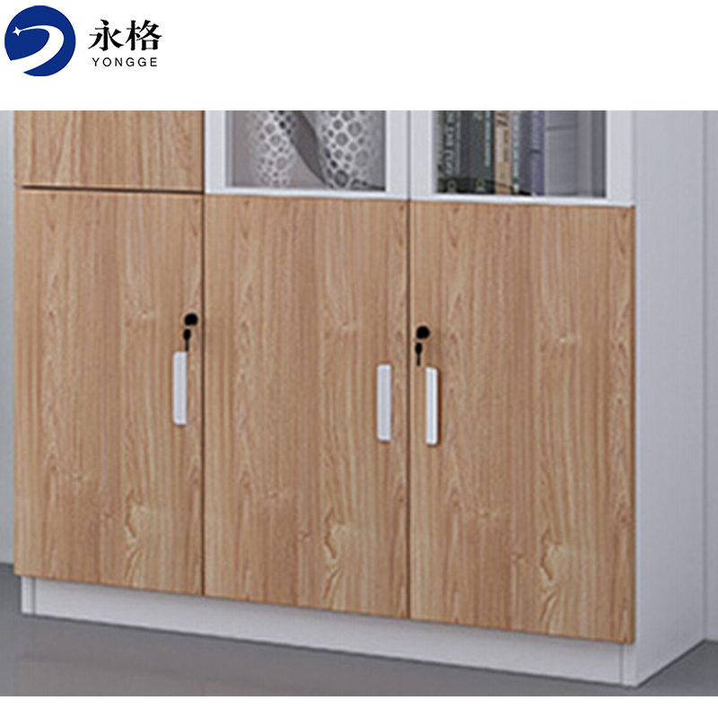 永格文件柜木质储物柜展示柜资料柜浅胡桃色八门