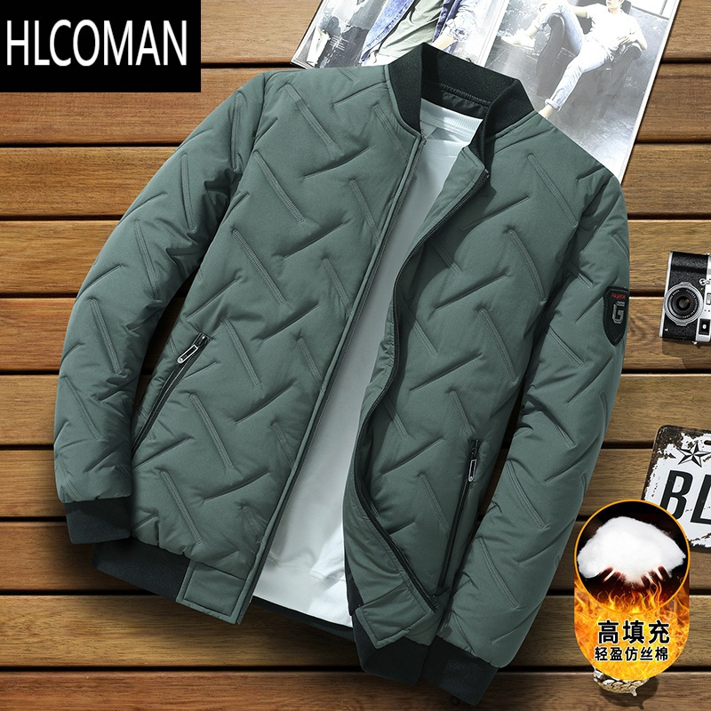 hlcoman加厚p暖棒球领新款棉衣男冬季外套宽松韩版御寒大码工装夹克