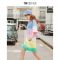 拉夏贝尔7M潮流港味撞色女连衣裙2020新款渐变卫衣裙宽松
