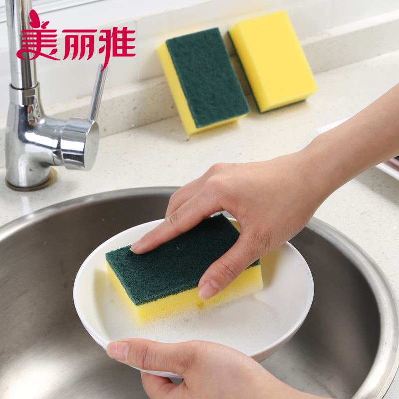 美丽雅 家用厨房清洁刷碗刷锅双面清洁炫彩百洁布8片装高清大图
