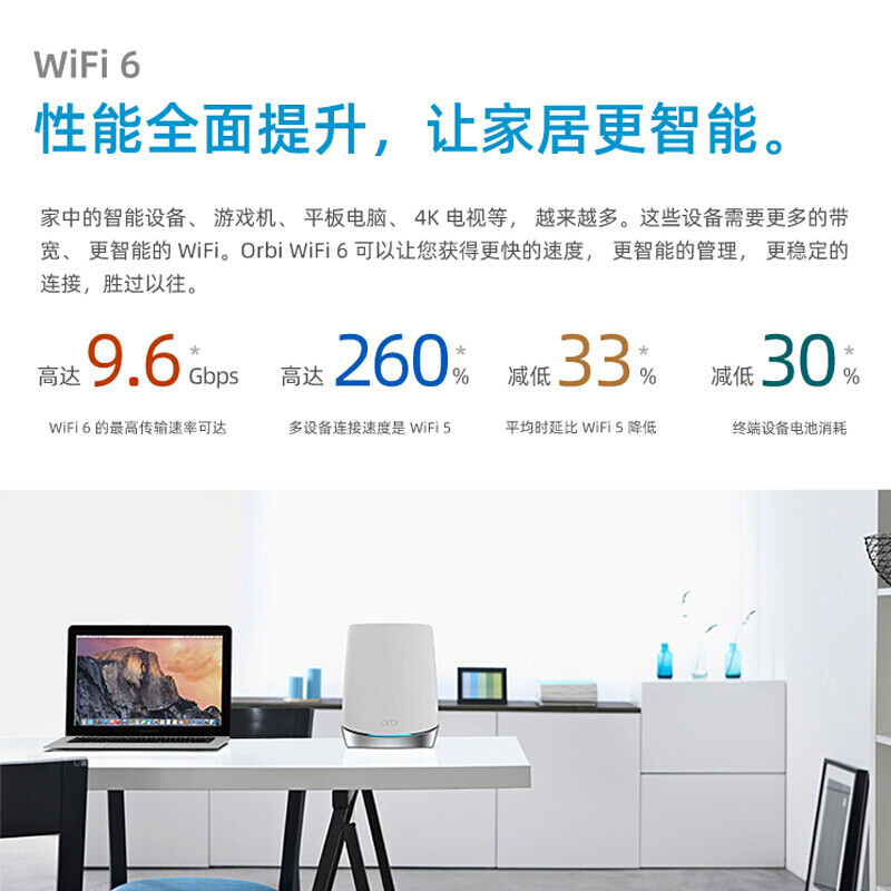 网件(NETGEAR)RBK752 Mesh WiFi6千兆路由器/两支装 AX8400 组合速率 大户别墅级全屋覆盖