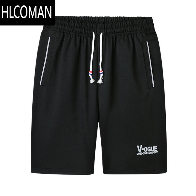 HLCOMAN(潮流新款)运动短裤男五分裤薄款休闲宽松沙滩裤夏天大裤衩马裤 黑色 5XL145-160斤左右