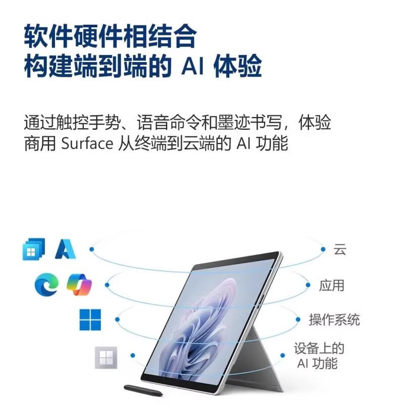 微软Surface Pro10商用版13英寸二合一AI平板电脑 酷睿Ultra7 165U 32+256G 亮铂金商务出差便携电脑平板