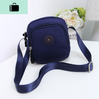 韩版时尚防水尼龙女包迷你小包包单肩斜挎包帆布潮手机零钱包女包NEWLAKE 竖版深蓝色