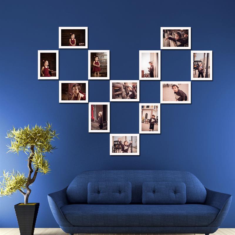 心形照片墙装饰简约相框墙客厅创意爱心背景墙相册框相片挂墙组合全