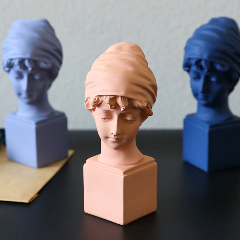法耐北欧创意莫兰迪大卫人物石膏头像装饰品客厅房间办公室桌面摆件小