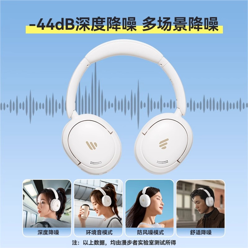 EDIFIER/漫步者Lark Pro头戴式蓝牙耳机820新款主动降噪金标无线超长续航 夜华黑