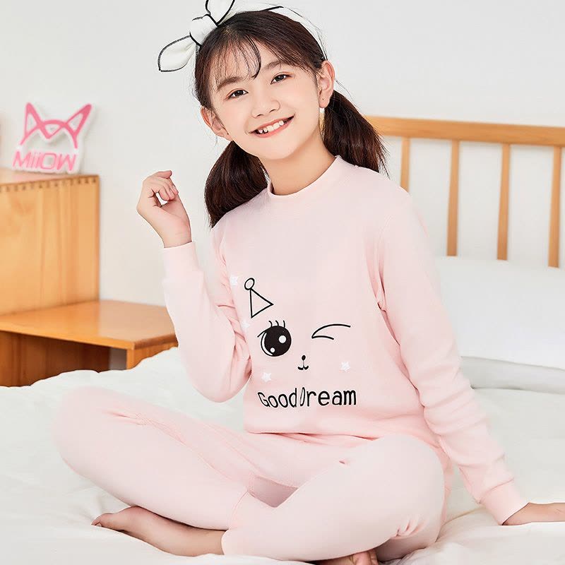 儿童内衣套装纯棉男童女童圆领秋衣秋裤中大童小孩全棉棉毛衫睡衣图片