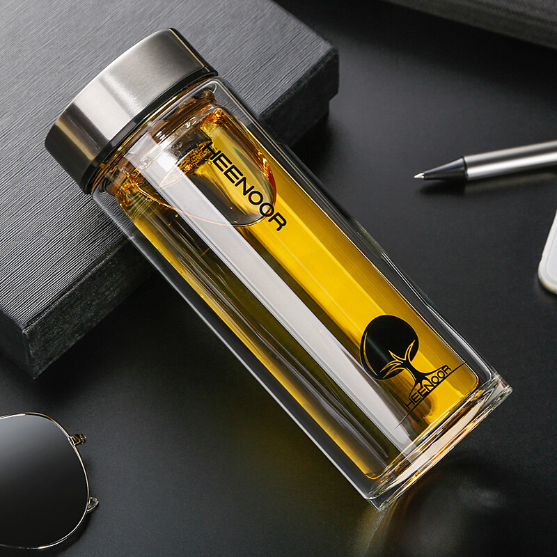 希诺(HEENOOR)带盖过滤双层玻璃杯345mlXN-6702高清大图