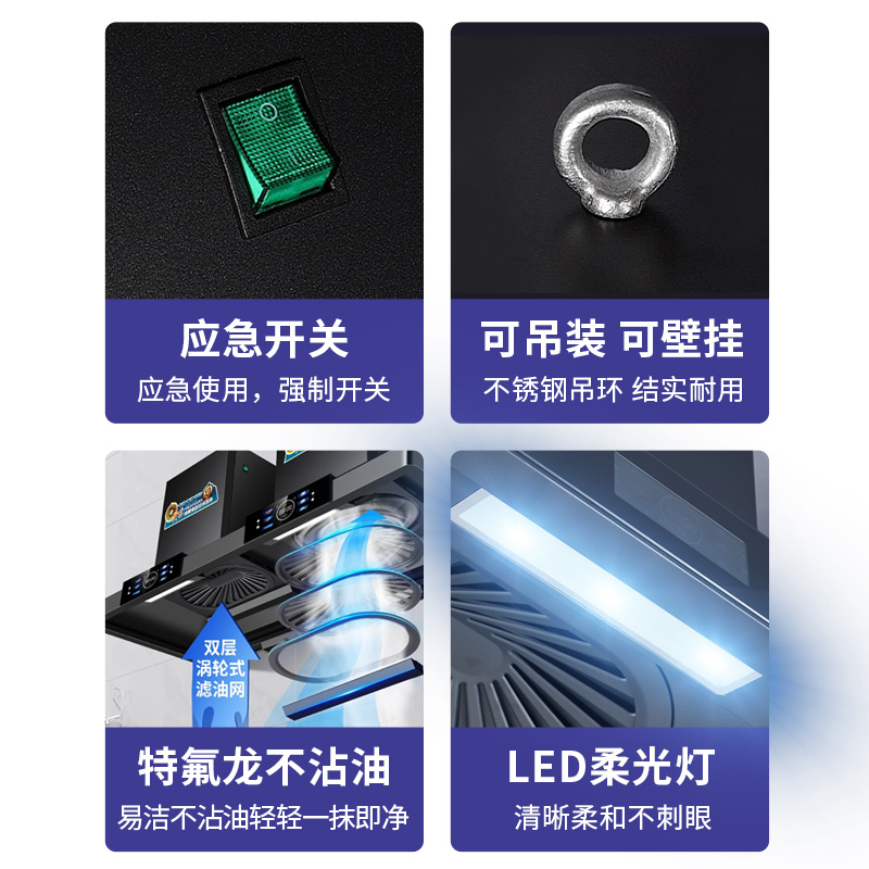 欢呼好太太1.2米商用抽油烟机大吸力T型塔型顶吸式小型酒店饭店大锅灶吊装式食堂农村土灶柴火灶排烟机吸油机单机头黑色M6
