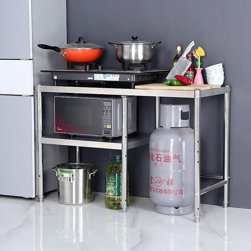 煤气灶架子不锈钢厨房用品古达置物架微波炉煤气罐液化气灶台架收纳架