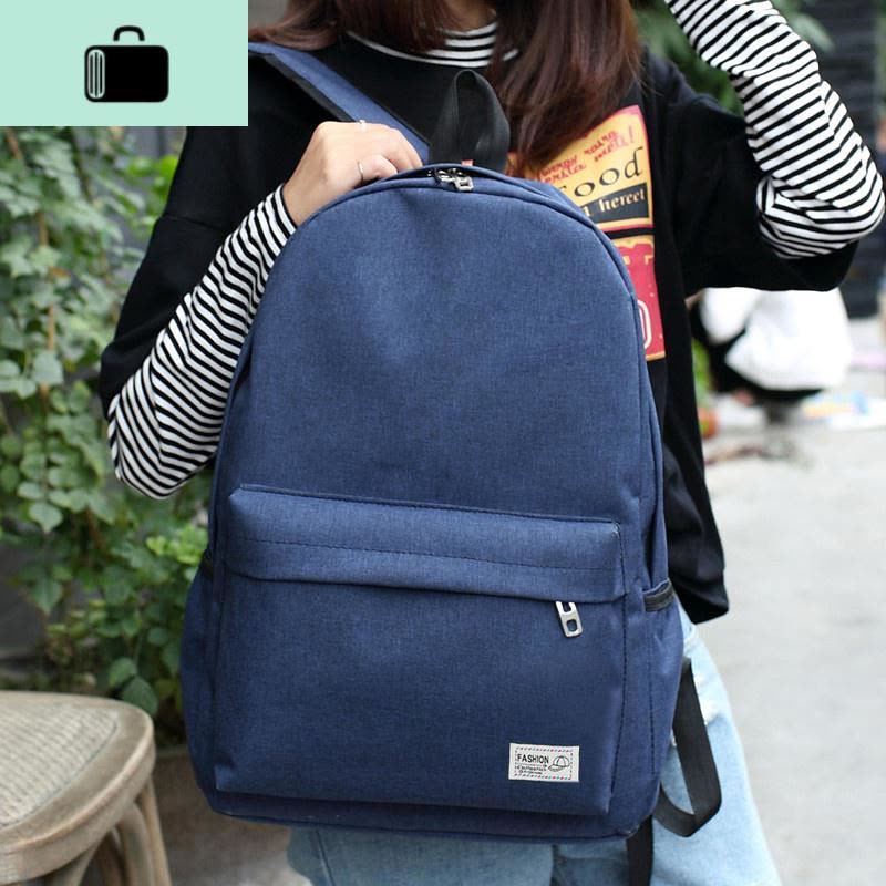 简约纯色双肩包女帆布休闲男背包韩版小清新中学生书包女旅行包NEW LAKE 灰色图片