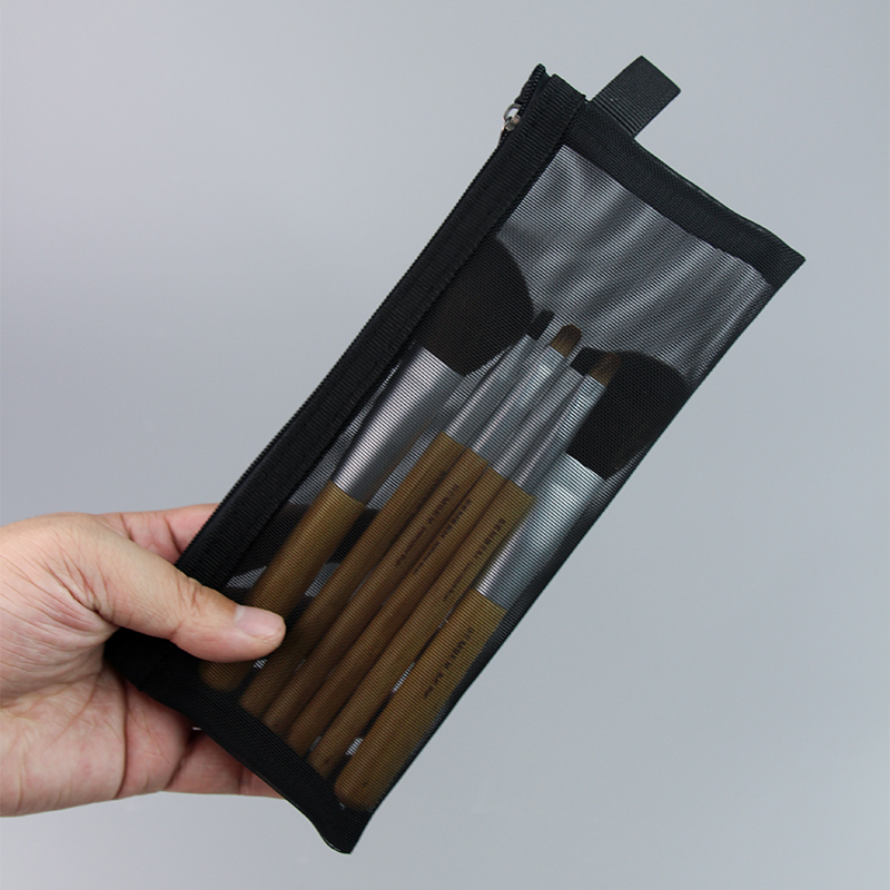便携旅行化妆刷收纳包袋网纱化妆包简约口红刷包小号补妆袋包工具收纳袋 三维工匠高清大图