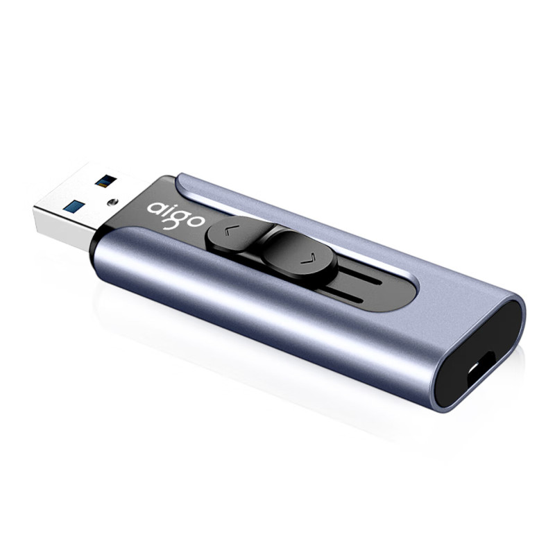 爱国者(aigo)64GB USB3.0 U盘 U335金属推拉款 蓝色 时尚高速高清大图