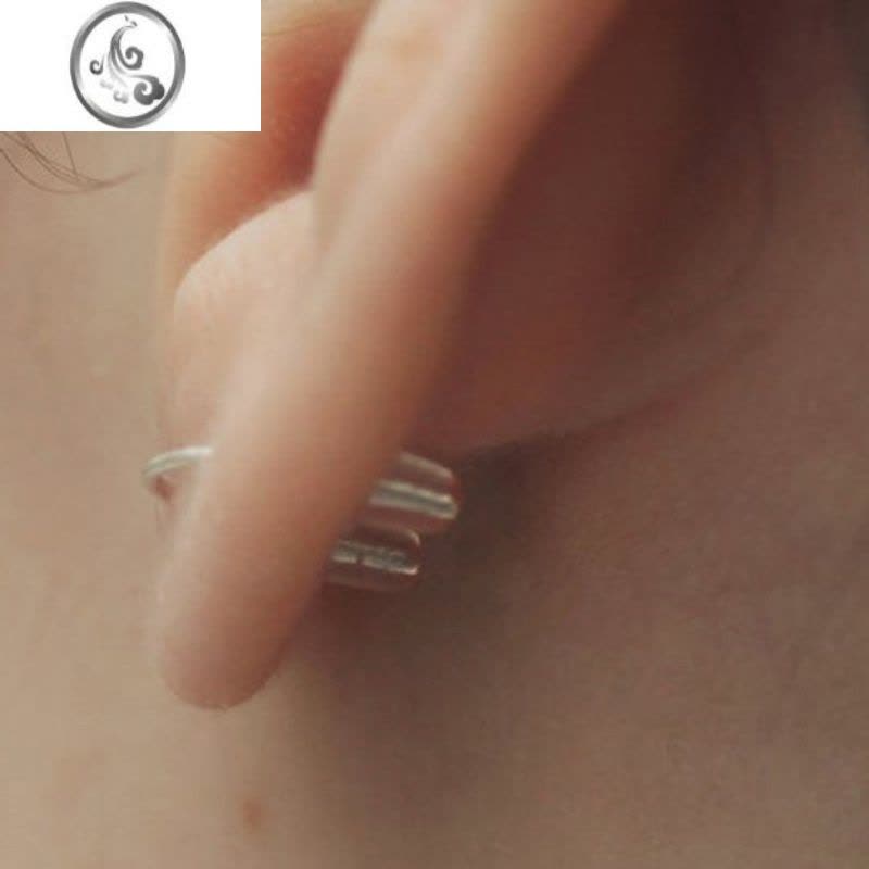 JiMi银银双耳洞耳钉弧形耳环欧美冷淡风ins耳钉14K包金多耳洞耳环耳钩图片