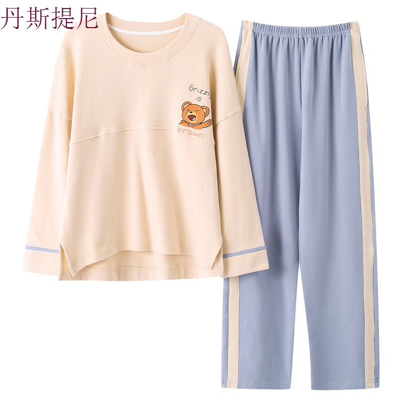 春秋款睡衣女2018新款长袖纯棉冬季家居服韩版宽松可外穿学生宿舍