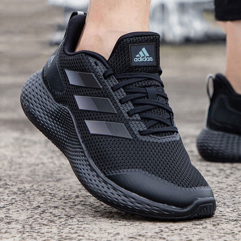 阿迪达斯adidas男鞋防滑耐磨运动鞋缓震透气黑武士低帮跑步鞋子if0585