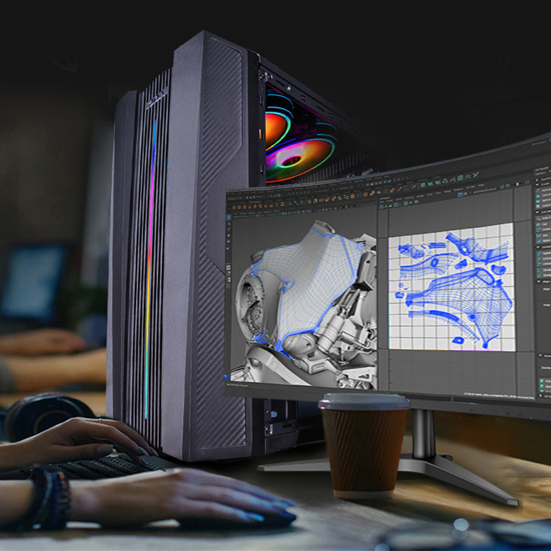 AOC 917电竞游戏设计i5 十代六核台式机品牌电脑套机27英寸 (i5 10400F 8G 256G 4G独显)