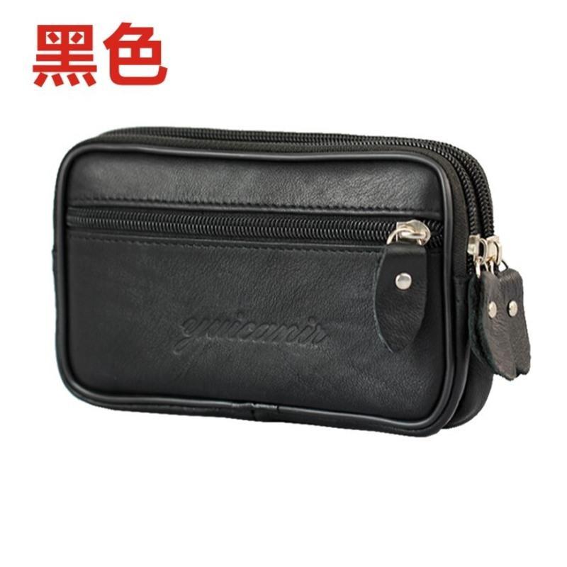 领头鸟腰包真皮手机包男士穿皮带小腰包多功能中年横款小包老人手机包