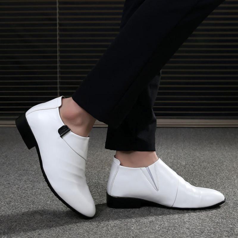 3320内增高款白色38韩版英伦男士尖头休闲皮鞋夜店发型师商务正装内