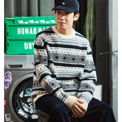 [2.5折价111元]唐狮毛衣男生冬季新款复古潮流满身花几何费尔岛男毛衫潮流