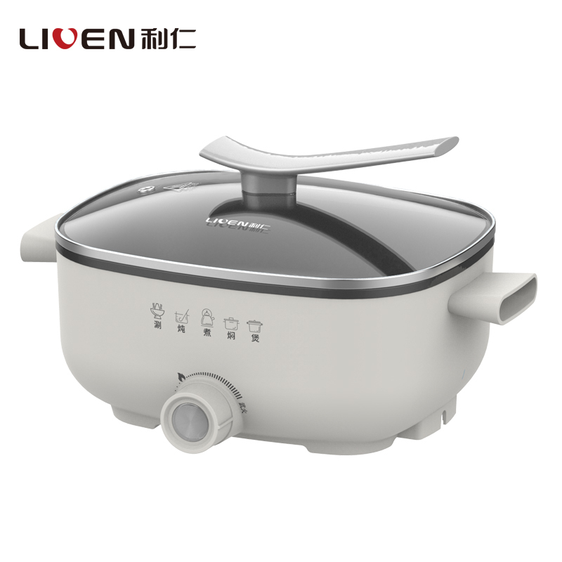 利仁(Liven)电火锅家用多功能3.5L电火锅电热锅不粘涂层涮煮炖煎烤焖1200W火力可调电煮锅电炒锅DHG-X351