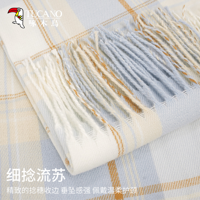啄木鸟围巾女冬季高级感格子披肩保暖韩系氛围感学生披肩百搭围披高清大图